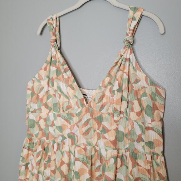 Abercrombie & Fitch Maxi Dress Women's Size‎ XL Knotted Tiered 100 Cotton Summer - Picture 2 of 11